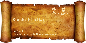 Kende Etelka névjegykártya